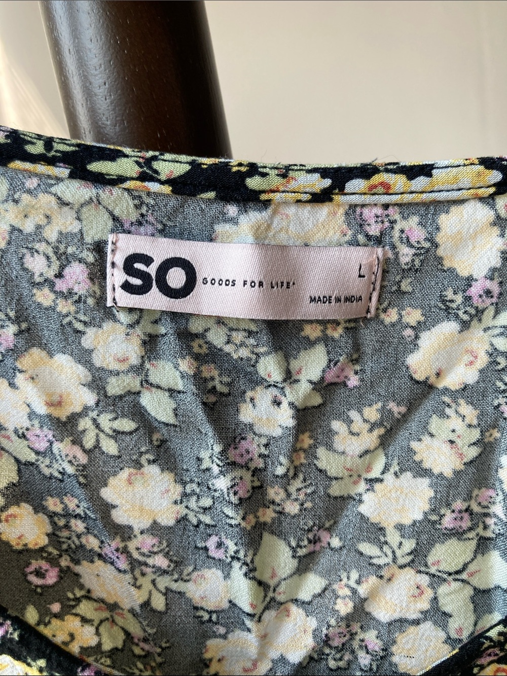 SO top floral print cinch front short sleeve crop top boho casual L jr - Picture 12 of 17